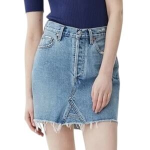 Citizen's of Humanity Premium Vintage Astrid Mini Skirt Sz 27 Blue Denim Raw Hem